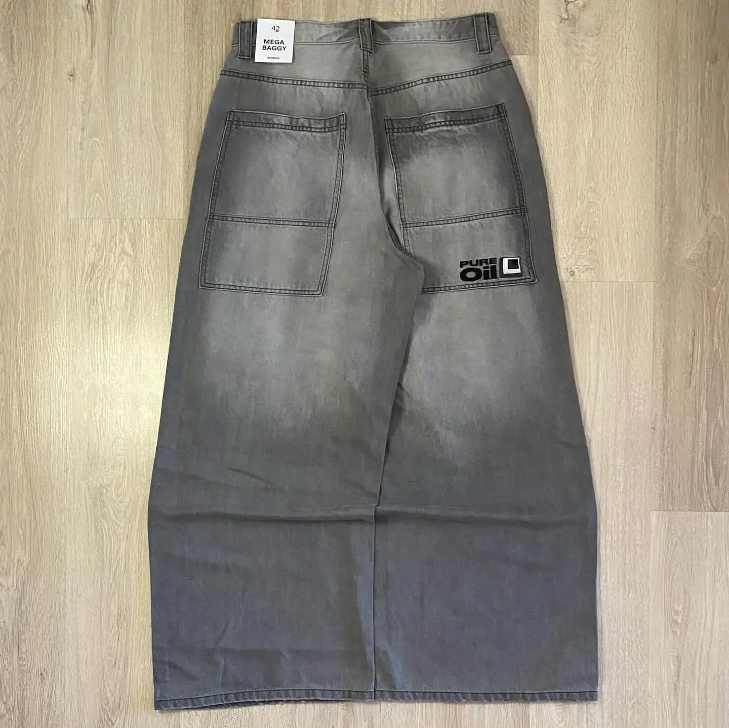 Y2K Flame Embroidered Baggy Jeans